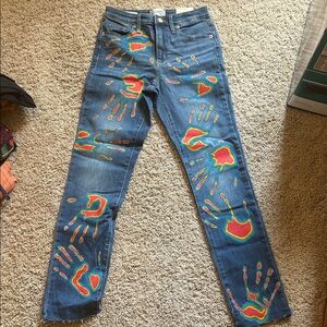 Universal Thread Blue Jeans with Handmade Multicolor Accents